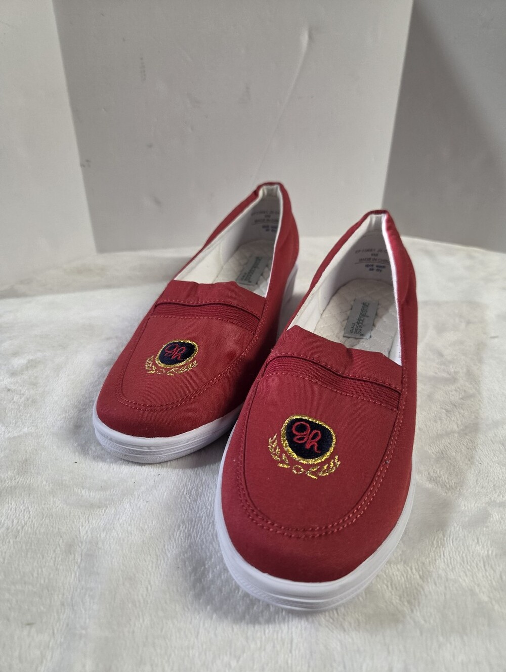 Grasshoppers Red Slip-On Loafers with Embroidered Crest